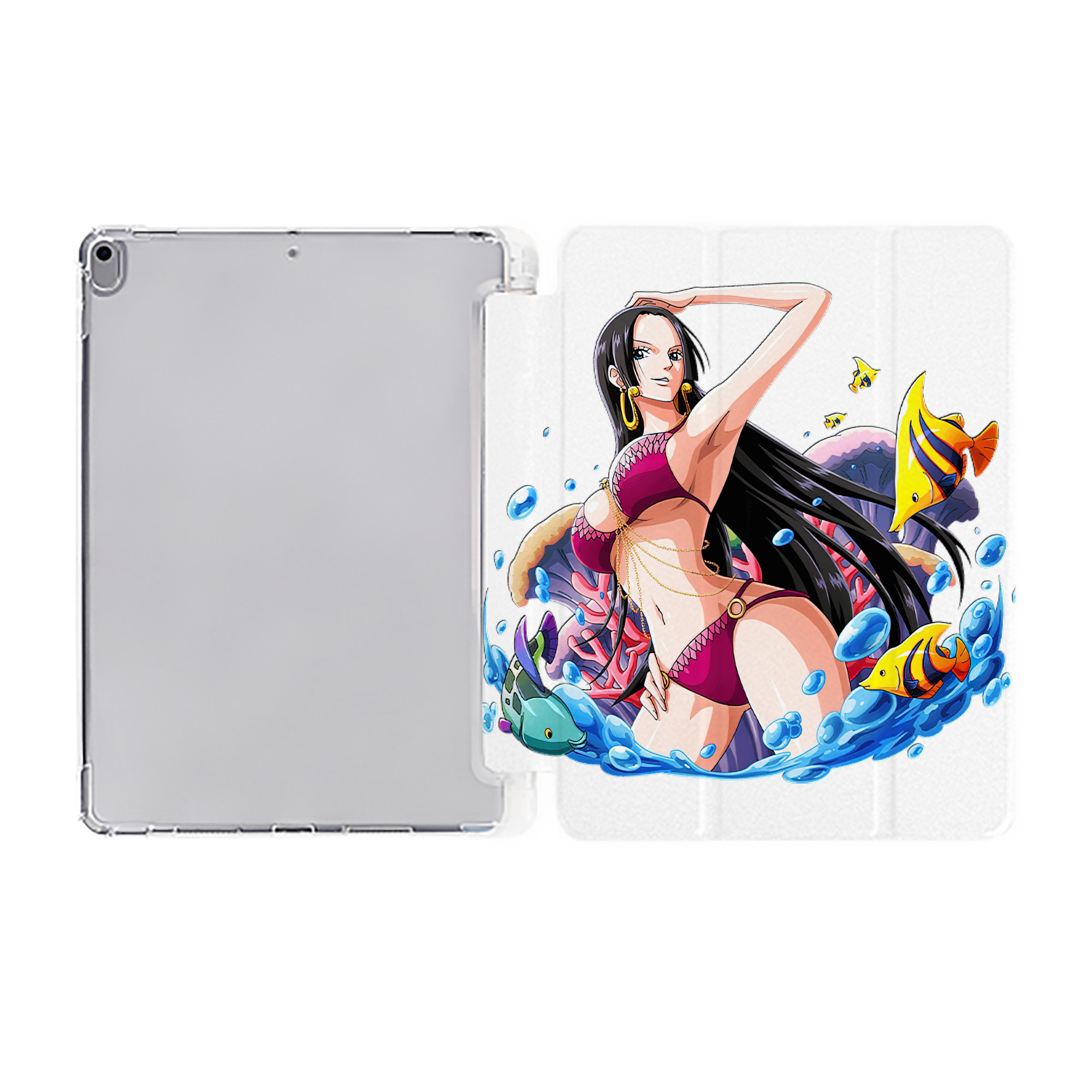 （画像用） ワンピース ボア・ハンコック ONE PIECE Boa·Hancock IPad ケース ペン収納付き 三つ折りスタンド PUレザー×シリコン 対応機種9.5/10.5/10.9インチ